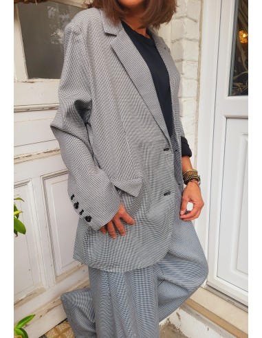 Blazer oversize pied de poule vente chaude votre 