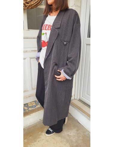 Trench gris fine rayures l'achat 